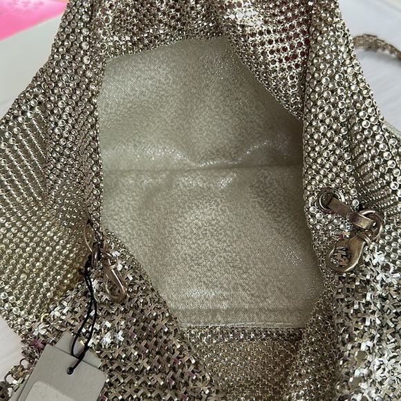 LAURA B. Silver color mesh and white leather handbag, NWT - Picture 8 of 10